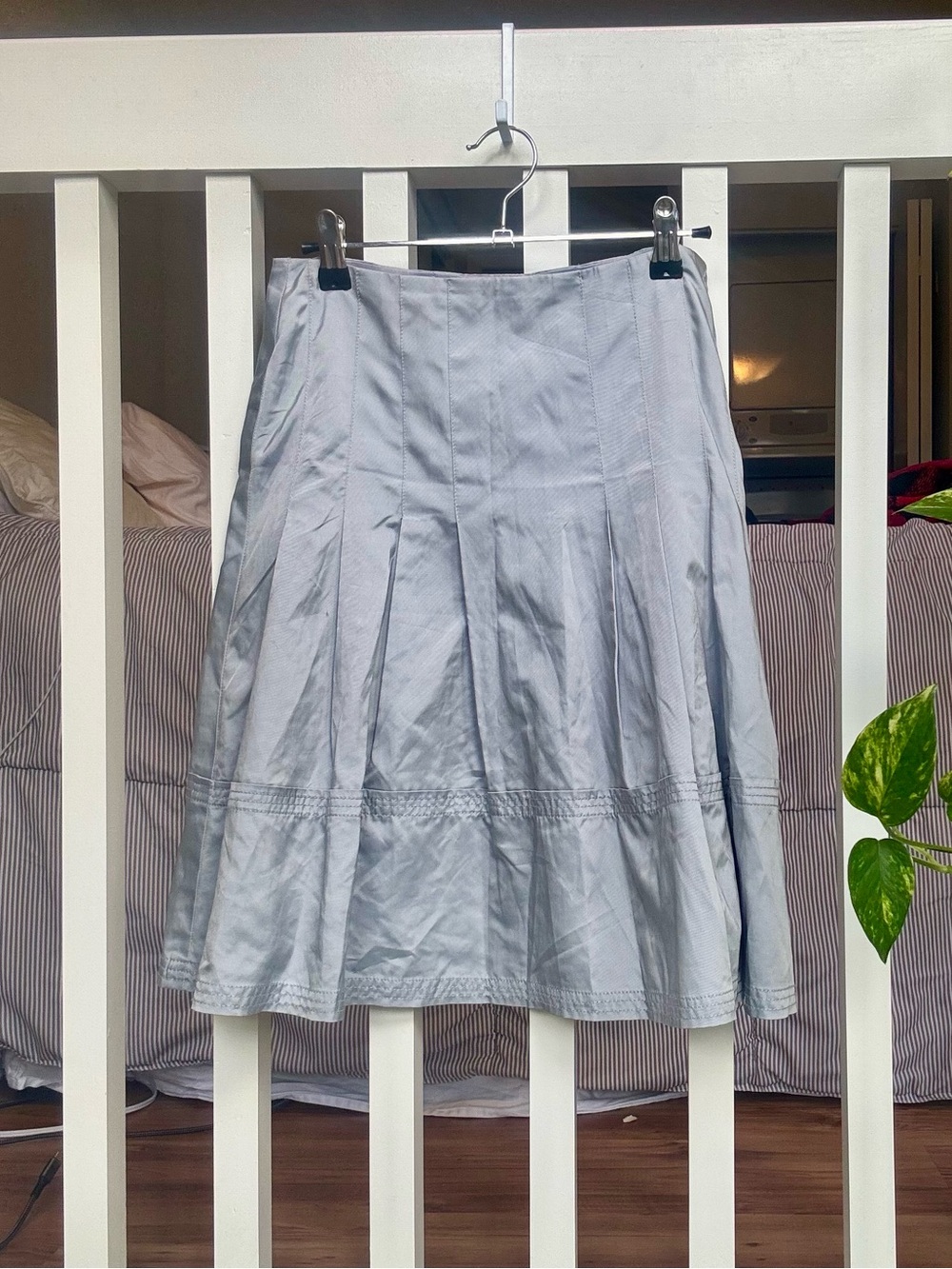 Esprit Light Gray Silver Pleated A-Line Skirt